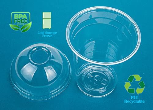 Image of Golden Apple Cup series, 24oz Clear Plastic cups with Dome lids with hole 50sets(50cups+50lids)