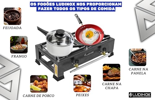 Fogão Industrial 2 Bocas Jr Alta Pressão 20x20 com Registro Mangueira