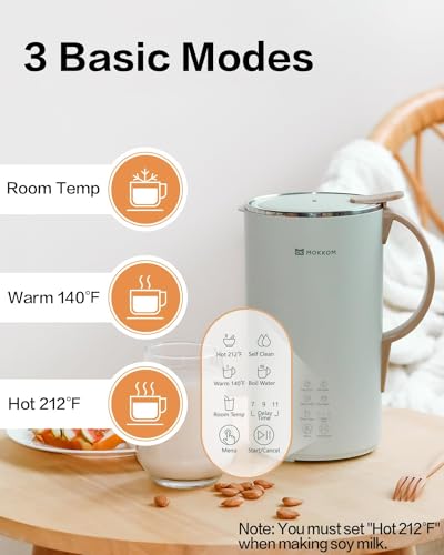 image for MOKKOM Automatic Nut Milk Maker, 20 oz Soy Milk Maker, Homemade Almond