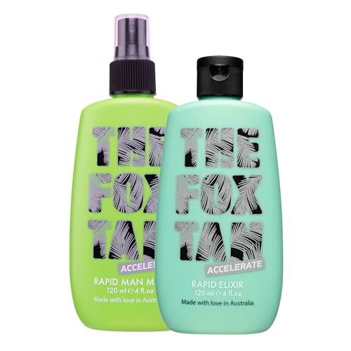 The Fox Tan For Him Duo, Tanning Accelerator & Cooling Mist for Darker, Long-Lasting Tans, Zesty Scent, Vegan & Cruelty-Free, 120ml (2 Products)