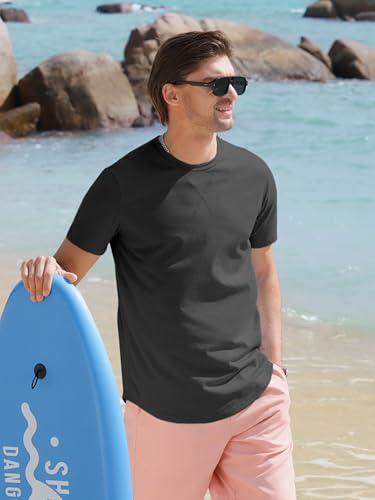 Comdecevis Mens 2 Pack Cotton Crewneck T-Shirts Hipster Hip Hop Longline Tees Shirts2