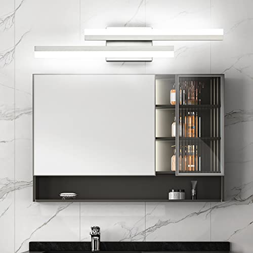 Image of PRESDE 24 Inch LED Vanity Light Brushed Nickel Bathroom Light Fixtures Over Mirror Modern Bath Wall Lighting Bar 3CCT