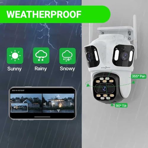 Image of Active Pixel A9 4+4+4MP Triple Lens WiFi Outdoor Security Camera | 8 LED Full-Color Night Vision | 360 PTZ | Motion Tracking | Two-Way Audio | Waterproof Wireless CCTV for Home & Office.