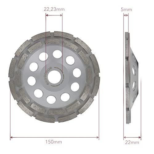 PRODIAMANT Diamant Schleiftopf 150mm Beton universal 150 x 22,2 Premium Schleifteller doppelreihig STD04
