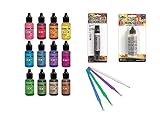 Ranger Tim Holtz Adirondack Alcohol Ink Pearl Set Bundle All 12 Pearls Blending Solution and Pen and...