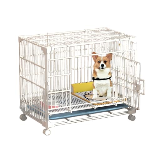 犬猫用プレイペン、子犬用ペットプレイペン、小型犬用屋内テントクレートケージ屋外、犬/猫/ウサギ用ポータブル犬小屋プレイペン ホワイト 85*60*73cm