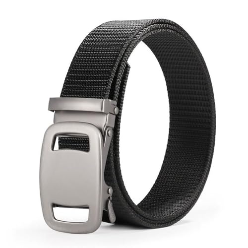 Weave Waist Band Simple Wild Style Men Luxury Brand Automatic Buckle Waistband Business Casual Nylon Braided(black)