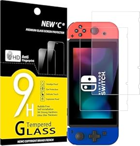 NEW'C 2 Stück für Nintendo Switch für Panzerglas, Frei von Kratzern, 9H Härte, HD Displayschutzfolie, 0.33mm Ultra-klar, Ultrabeständig