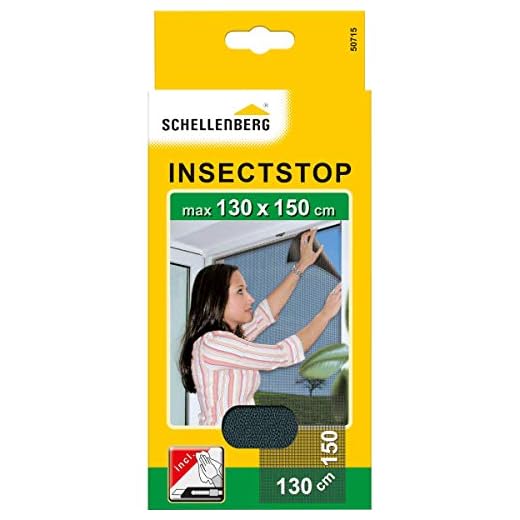 Schellenberg 50715 Mosquitera, protección Anti Insectos y Moscas para Ventanas, Lavable, sin taladros, MAX. 130 x 150 cm, Antracita