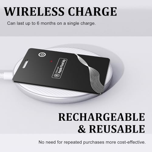 Wallet Tracker Card, Wireless Charging Wallet Finder. Item Finder werkt met Apple Find My (alleen iOS), dunne GPS-itemtracker en itemlocators voor sleutels - Afbeelding 3