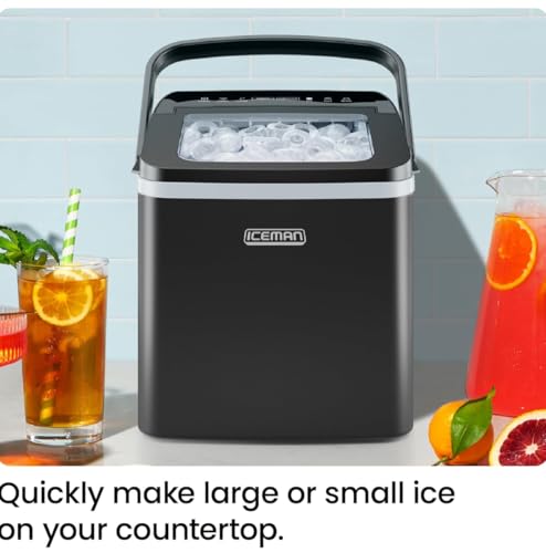 ICEMAN Dual-Size Ice Maker Countertop - Portable Ice Machine, Large and Small Ice Machine Maker with Self Cleaning, 9 Cubes in 7 Mins, 22lbs/24hrs, for Home, Kitchen, Office, Party, Ice Scoop Included