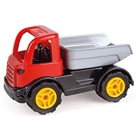 Lena 1260 Workies Dump Truck 12 cm ABS Plastic Toy Dumper with Loading Dump Rubber Tyres and Galvanised Steel Axles for Children from 18 Months Red