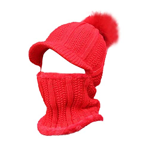 BerryChips Bavoir d'hiver en tricot à la mode avec boule de laine tricotée 1 pièce Bonnet d'oreille doux, léger et chaud Cover