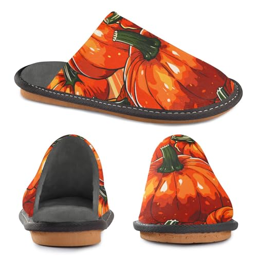 Slippers for Women Fall Pumpkin Pattern in Orange Soft Fuzzy Women's Slippers Indoor and Outdoor Shoes2