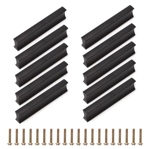 Keboyoe 10 Piezas Tiradores Armarios Tiradores Cocina Negro Mate 64 mm Centros de orificio Manijas de Muebles con Tornillos tiradores Invisibles Negros para Gabinete, Oficina, Cocinas, Cajones