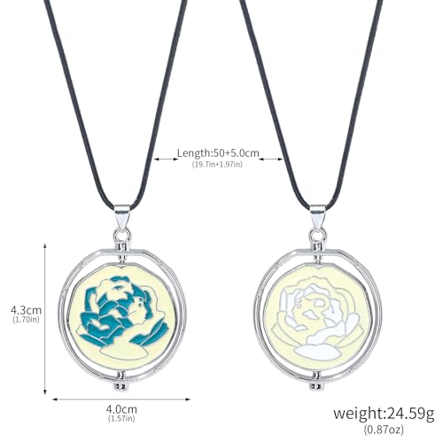 SONGCHANGJEWELRY Elegant Arcane Rose Pendant Necklace - Flip over design with delicately carved flowers - Gift to Witness Love and Friendship2