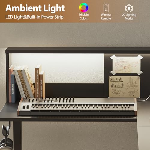Image of Agilestic L-Shaped Electric Standing Desk, 63x55 Inch Ergonomic Adjustable Height Desk with Storage, Stand Up Corner Desk Sit Stand Computer Table Power Outlet & LED Lights, Office Table, Black