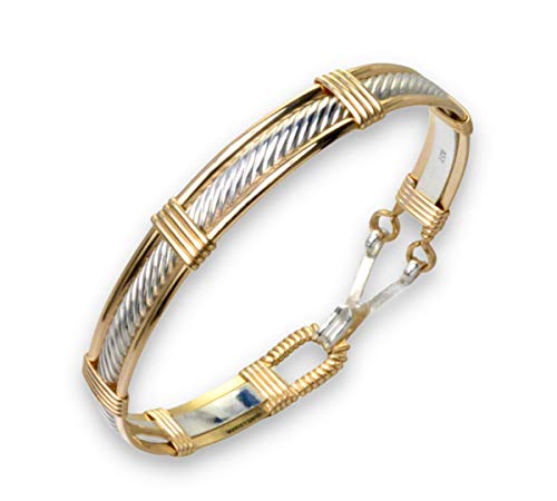 Eclipse Designs Handmade 14K Gold Filled And 925 Sterling Silver Wire Wrapped Bracelet - Cable Pattern - Gold Bracelets For Women - Made In Alaska (Med - 7 1/4" 14K Gold Filled And Sterling Silver) #TOP6