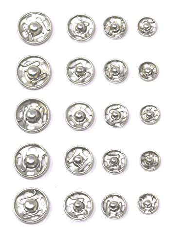 20 x fiXte Snap Fasteners Fastenings 7mm to 12mm Stitch Press Studs for Sewing Snap B uttons for Clothes DIY Craft Projects