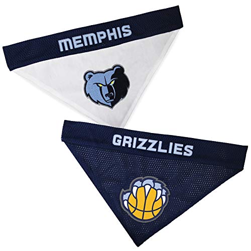 Pets First NBA Dog Bandana - Memphis Grizzlies Reversible Pet Bandana. 2 Sided Home & Away Sports Bandana with a PREMIUM Embroidery TEAM Logo, Small/Medium