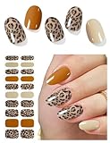 AutyaMee Semi Cured Gel Nail Strips (Brown Leopard), 20 Pcs Gel Nail Wraps, Stickers, UV Light Required, Salon Quality, Long Lasting
