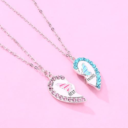 Beste Freunde Ketten,Magnetische Freundschaft Halsketten für 2 Mädchen Schwester Halskette passend Herz Schmetterling Anhänger BFF Halskette für Mädchen Graduation Geburtstag Weihnachtsgeschenke