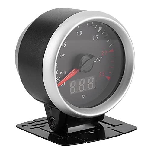 SIXRUN Jauge Turbo Boost de Voiture de 60 Mm, Affichage Universel de la Pression Turbo à LED, Indicateur de Valeur Maximale pour les Voitures 12 V