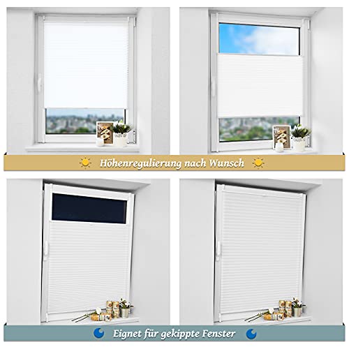Plissee ohne Bohren Klemmfix 80x120cm(BxH) Weiß Jalousie Sonnenschutz Easyfix Faltrollo Lichtdurchlässig Rollo für Fenster & Tür – Bild 7