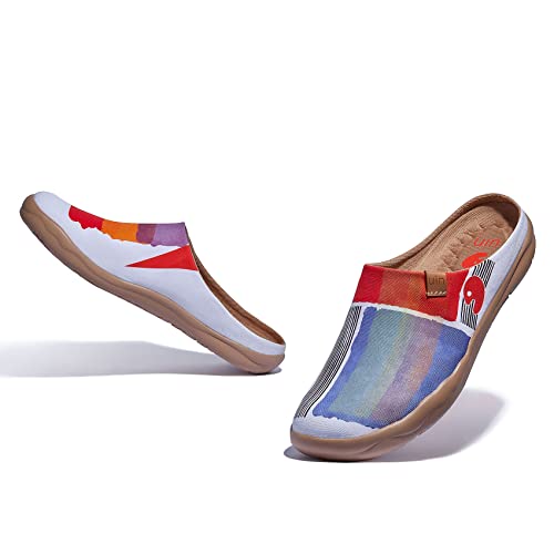 Image of UIN Slipper Woman Travel Art Painted Shoes Wide Toe Casual Home Slip On Mules Malaga