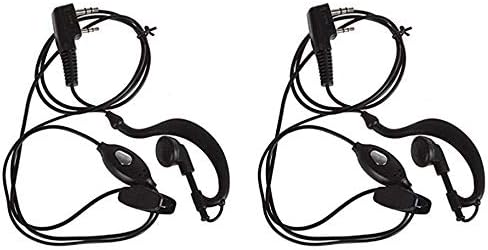 PTT Earpiece Wired Earphone PTTEP-2 Over The Ear with Mic 2-Pin K Type Connector 2.5mm & 3.5mm Audio Jack Suitable for FB-888S, VU-5R etc - Pack of 2