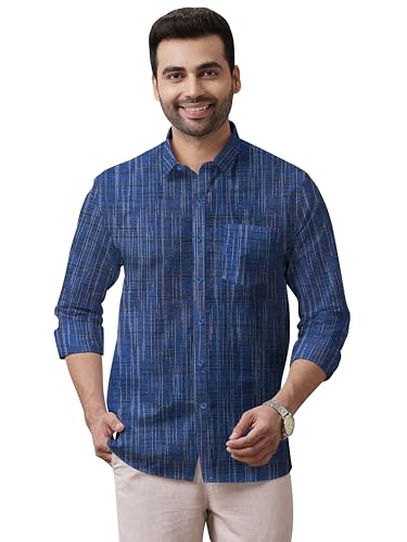 Image of Men's Pure Khaadi Cotton Regular Fit Full Sleeves Striped Casual Shirt | Handloom Shirt for Office & Casual Wear