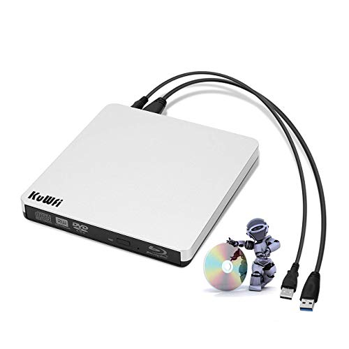 Kuwfi External Blu Ray Drive Usb 3.0 Player External Cd/Dvd Burner/Writer Blu-Ray Portable Drive Optical Drive Support 3D For Mac Pc Laptop Notebook #TOP25