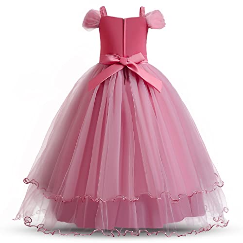 Ttyaovo Girls Applique Prom Gowns Luxury Wedding Birthday Party Princess Long Dresses Size(150) 9-10 Years Pink #TOP1