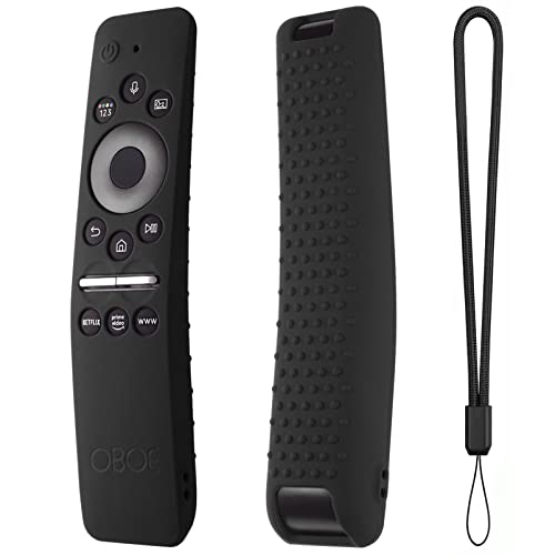Image of Oboe Silicone Tv Remote Cover Compatible with Samsung Smart Tv Remote BN59-01312A QLED 8K 4K Smart TV Remote Protective Case with Remote Loop (Black) [Remote NOT Included]