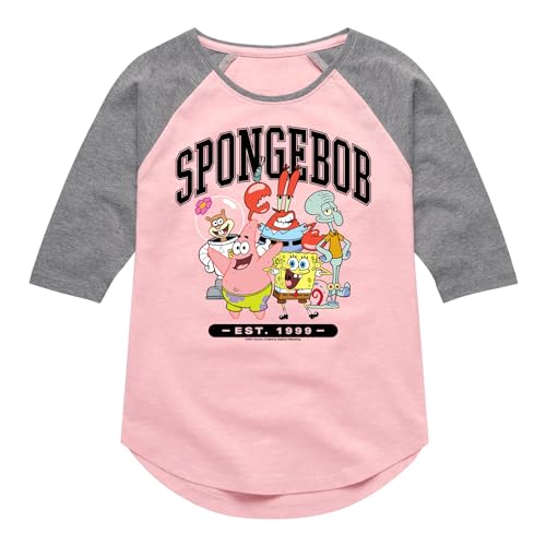 HYBRID APPAREL - Spongebob Squarepants - Collegiate - Toddler & Youth Girls Raglan Graphic T-Shirt