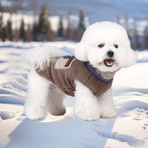 FEimaX Warme Hundemantel Winddichte Haustier Winter Fleece Hundejacke Winterweste mit D-Ring Hundekleidung Welpenjacke für Kleine Mittlere Hunde