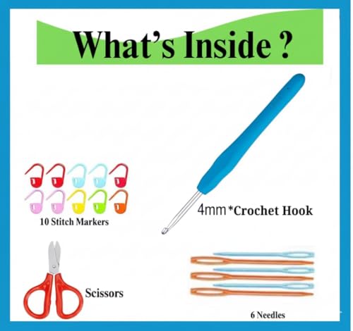 Image of VIHARINI Crochet Kit for Beginners with Yarn, Crochet Hooks, Stitch Markers, Knitting needles, DIY Tools & Crochet Thread - Complete Crocheting Set for Adults and Kids (Multi-Colour) with Drawstring bag (5 yarn set with Bag)