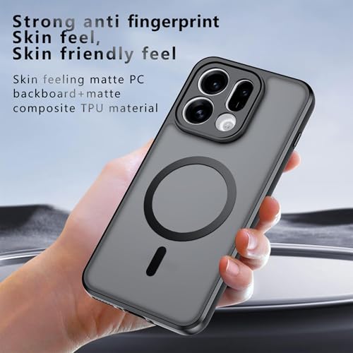 Image of QUIETIP Magnetic Case for Oppo Find X9 with Screen Protector,[Compatible with MagSafe] Translucent Matte Drop Protection Cover,Black