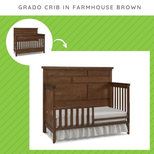 Image of Toddler Bed Safety Guard Rail for Dolce Babi Convertible Cribs - Solid Wood Rail for Convertible Crib to Toddler Bed Conversion - Safety Bed Rail for Children (Farmhouse Brown)