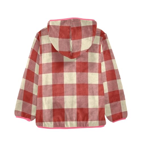GuoChe Buffalo Plaid Red Beige Toddler Girl Sherpa Jacket2