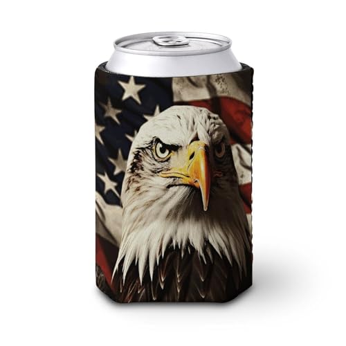 Bald Eagle Flag Veterans Cup Sleeve Reusable Iced Coffee Sleeves Cute Insulated Cup Sleeve for Cold Beverages Coffee Cup Holder Fits All For Regular Size Bottles