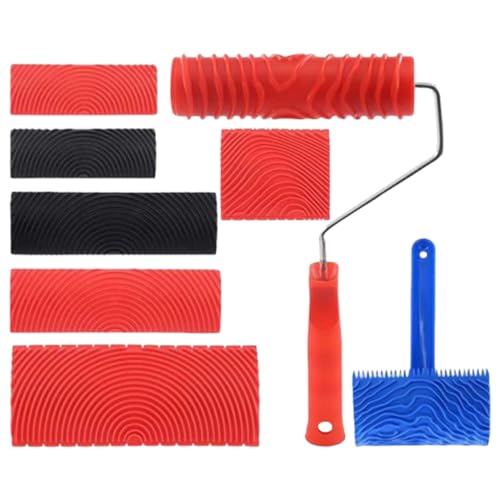 Wood Graining Tool,8 piezas Herramienta para efecto madera | Rodillo para efecto madera, para puerta muebles, mesa, armario, mostrador, taller, garaje, sótano, dormitorio, salón, cocina, casa