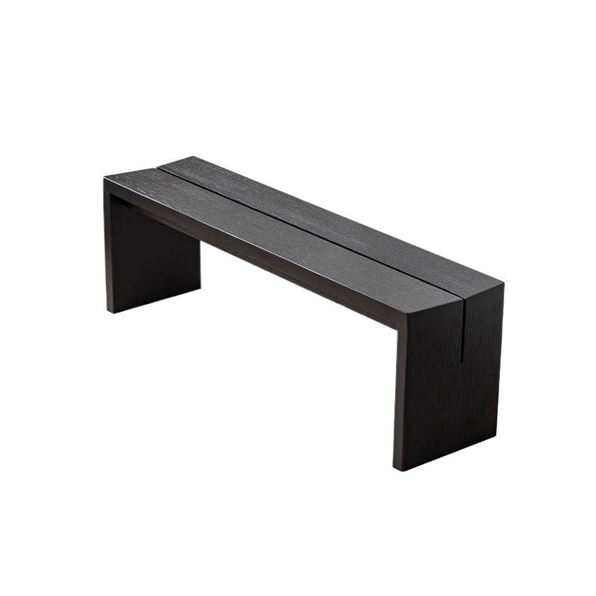 SnamicE Banco de almacenamiento de madera maciza, banco de madera de color cerezo, banco de madera de nogal para el hogar, banco de madera negra, muebles de entrada, A