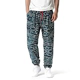 ENLACHIC Men's Casual Print Jogger Sweatpants Linen Cotton Elastic Waist Drawstring Pocket Long Pant