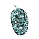 Collar con colgante de dragón de jadeíta de Myanmar, joyería de talismanes vintage, tallada con piedra de jade birmano