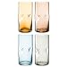 Produktbild Leonardo Vesuvio Longdrinkglas Set 4-teilig - Becher aus hochwertigem Glas in organischer Form - Inhalt 330 ml - Handgemacht - Spülmaschinengeeignet - 4 Trinkgläser in unterschiedlichen Farben, 077380