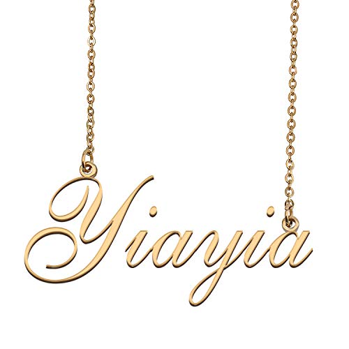 HUAN XUN Custom Personalized Name Necklace in Golden Silver for Women Yiayia
