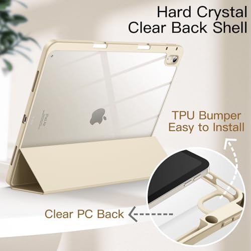 JETech Case for iPad Air 13-Inch M4/M3/M2 (2026/2025/2024) with Pencil Holder, Clear Transparent Back Shell Slim Stand Shockproof Tablet Cover, Auto Wake/Sleep (Starlight) by JETech - Used condition - Image 3