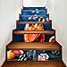 6 sztuk Modern Art naklejki na schody, świeży grejpfrutowy koktajl pomarańczowy winylowe naklejki dekoracyjne do domu, diy schody samoprzylepna dekoracja naklejki ścienne, 7x39 cali