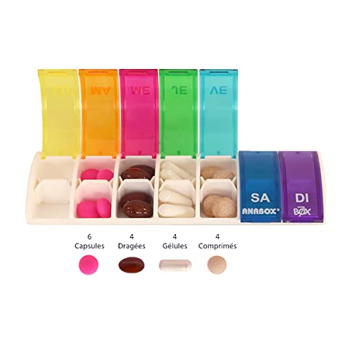 Pastillero semanal de 7 compartimentos Anabox Box7 multicolor con separador interno 5
